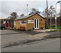 Wooden cafe opposite Cosford railway station 