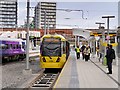 SJ8499 : Tram Leaving Platform D, Manchester Victoria Station by David Dixon