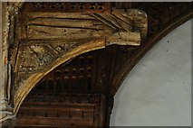 TM1058 : Earl Stonham, St. Mary's Church: Roof spandrel carving 7 by Michael Garlick