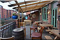 SK3588 : Outside seating at the Riverside Public House by Ian S