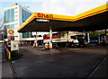 Spar lorry in the Shell service station, Chepstow Road, Newport