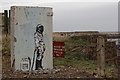 NZ7120 : Banksy-esque street art at Skinningrove by Mick Garratt