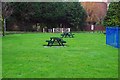 SO8071 : Group of picnic tables in Riverside Meadows, Stourport-on-Severn by P L Chadwick