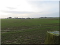 View over a field towards Stock Bridge from the Triangulation Pillar