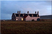 HP6108 : The shop at Nord, Baltasound, at dusk by Mike Pennington