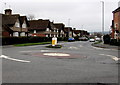 Mini-roundabout  at a 3-way junction in Hereford