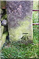 Benchmark on gatepost beside track NE Cockshott Bridge