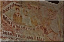 TQ2913 : Clayton; The Church of St. John the Baptist: c12th painting on the north wall by Michael Garlick