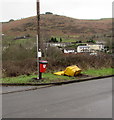 Knocked-over grit box, Station Road,  Brithdir