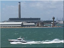 SU4802 : Calshot Spit, with Fawley Power Station beyond by David Martin