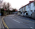 ST0894 : Traffic lights at a sharp bend in the B4275, Abercynon by Jaggery