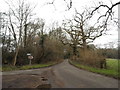 Standon Lane at the junction of Church Lane