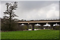 The M42 motorway over a flooded lake