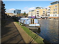 Brimwylf, narrowboat moored in Brentford Lock basin