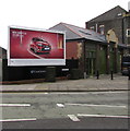 ST3187 : Yaris Icon advert and telecoms cabinets on a city centre corner, Newport by Jaggery