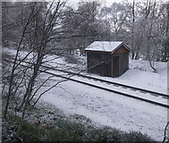 NH8609 : Lineside hut, by Alvie by Craig Wallace