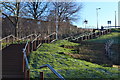 Steps up from Sheffield Station to Park Hill flats