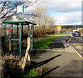 Bus stop and shelter at the northern edge of Johnston