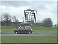 Old mini on Glenburn Road roundabout, Skelmersdale