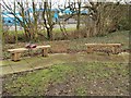 Benches next to the pond