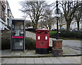TA0388 : Elizabeth II postbox  and telephone box on Alma Square, Scarborough by JThomas