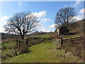 Farmland and abandoned building below Garth Hill