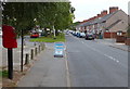 Postbox and houses at Ridge Lane