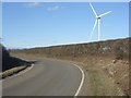 SS8379 : Road bend and wind turbine, Stormy Down by eswales