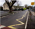 Zigzag yellow lines from the corner of Elm Road, Stonehouse