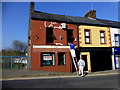 H4572 : Re-painting along Lower Market Street, Omagh by Kenneth  Allen