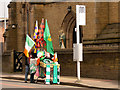 SJ8499 : Manchester Irish Festival Parade, Flag Sellers Cart by David Dixon