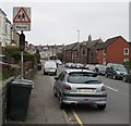 Warning sign - school patrol, Risca Road, Newport