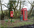 Elizabeth II postbox and phonebox on Station Road, Dullingham