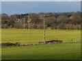 Power lines and farmland near Laxton