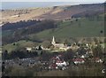 Hathersage Church in a pool of sunlight,