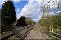 SK8415 : Teigh Lane crossing the Birmingham to Peterborough railway line by Tim Heaton