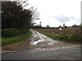 TM1253 : Bridleway to Norwich Road & entrance to Walnut Tree Farm by Geographer