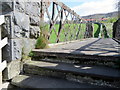 Langcliffe railway footbridge and a bench mark