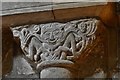 Melbourne Parish Church, Norman capitals: Green Man