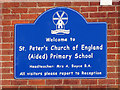 Welcome notice at St Peter CE Primary School