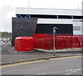 Red electricity substation in Neath 