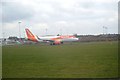 Easy Jet plane taxi-ing, Liverpool Airport