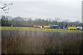 Circus vehicles in a field