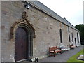 Park benches beside the kirk