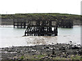 Wooden dolphins at the entrance to Port Talbot docks