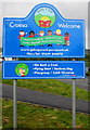 Croeso/Welcome board, Ysgol Golwg y Cwm, Ystradgynlais