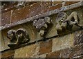 Adderbury: St. Mary the Virgin Church: C14th village musicians on the north aisle corbel table 3