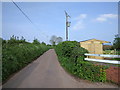 New shed at Heathaller, and Ponsford Lane, looking east