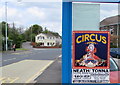 Circus poster on a Crynant bus shelter