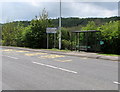 Bus stop and shelter on the west side of the A4109 Main Road, Crynant